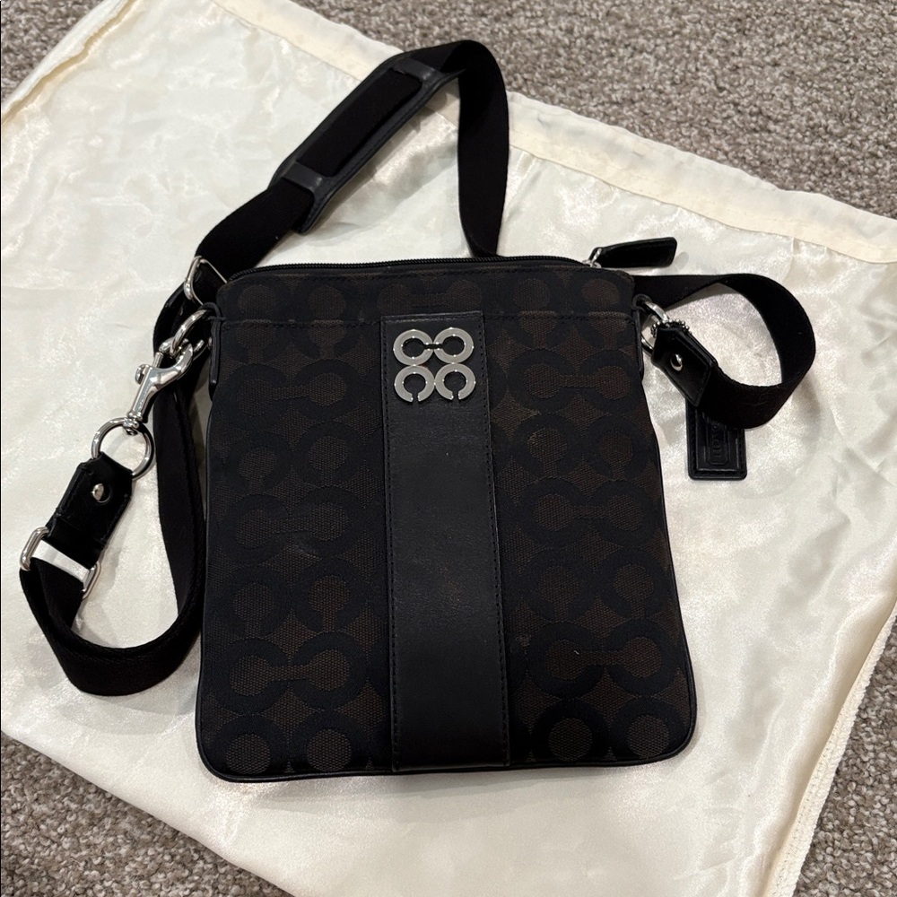 Coach black and brown crossbody bag